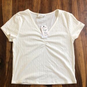 NWT WHITE CINCHED CROP TOP